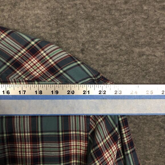 Lands End Shirt Men XL Traditional Fit Flannel Plaid 17 17.5 Blue Red Button Up - Picture 4 of 10